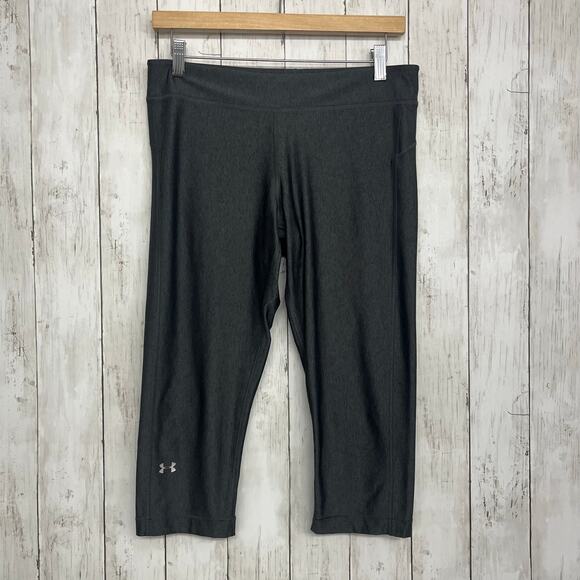 Under Armour Gray Stretchy Gym Workout Capri Pants No Size Tag - Picture 1 of 8